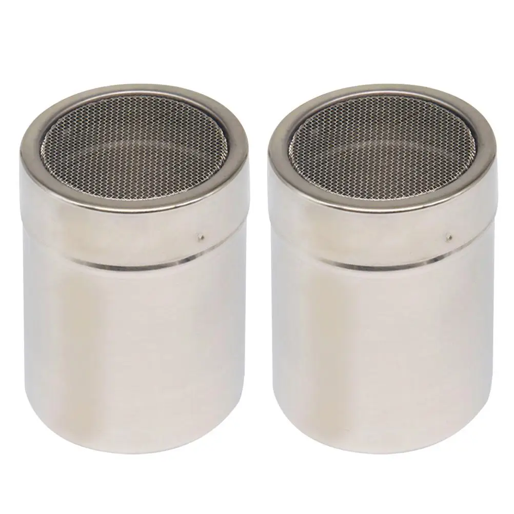 

2Pcs Coffee Sprinkler Stainless Steel Powder Spice Jar Kitchen Tool Sifter Shaker Cakes Cupcakes Sugar Evenly Strainer