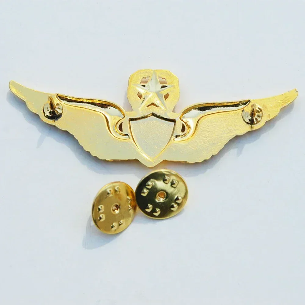 US WINGS MILITARY BADGE COMMAND PILOT AVIATOR METAL WINGS PIN BROOCH GOLD