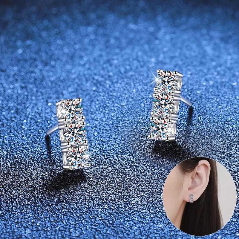 

Apaison D Color 1.2 ct Moissanite Stud Earrings For Women Fine Jewelry 100% 925 Sterling Silver Ear Studs FemaleGift Wholesale