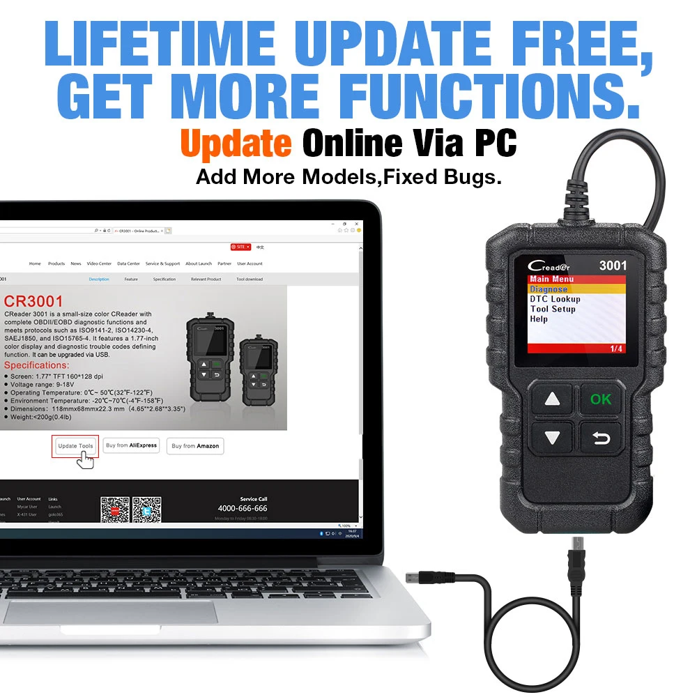 2026 LAUNCH X431 CR3001 Car Diagnostic Tool Multilingual Full OBD2 Car Reader Scanner Check Engine Free Update PK KW850 view 6