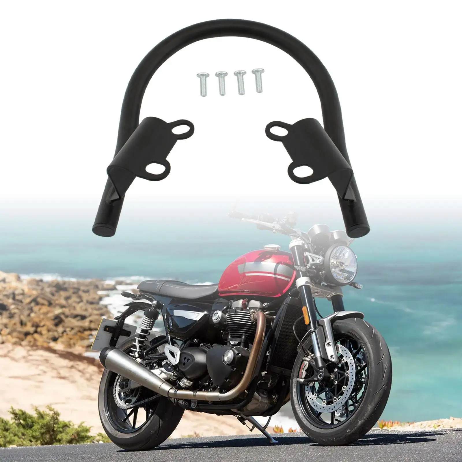 

Motorcycle Luggage Rack Rear Carrier Mount for Speed Twin 1200 900 Street Scrambler 900 Easy Installation Replacement Black