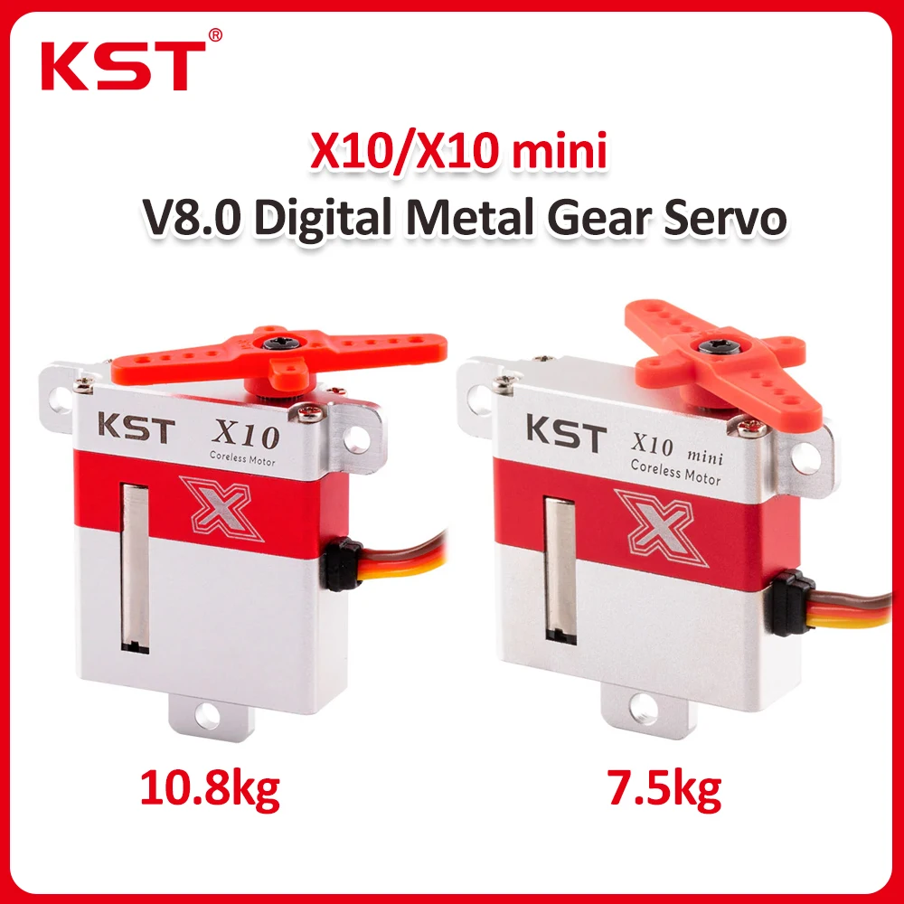 

KST X10/X10 mini V8.0 Цифровой сервопривод с металлической шестерней 7,5 кг/10,8 кг 0,10 с для дрона БПЛА RC Автомобиль Робот Рука Лодка Вертолет Самолет