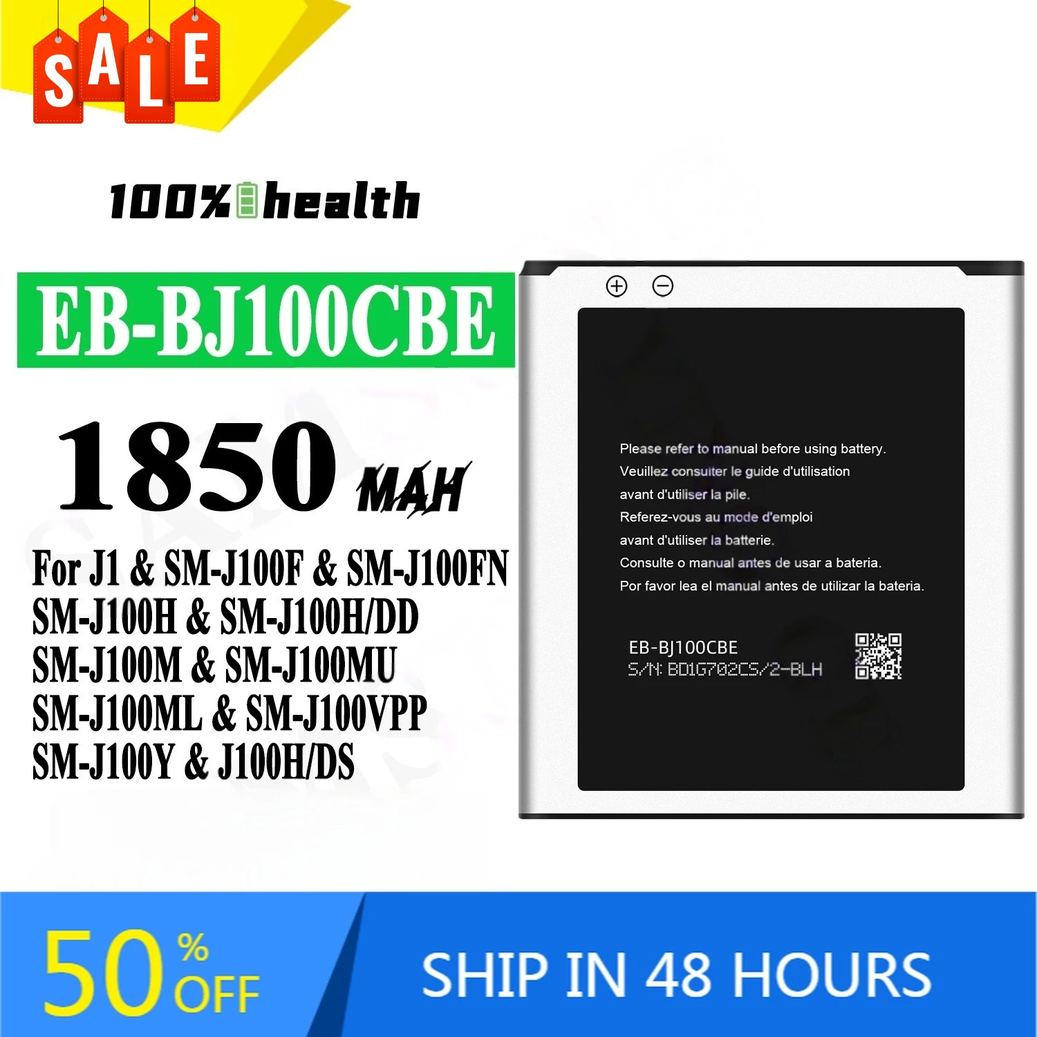 EB-BJ100CBE Mobile Phone Battery for Samsung J1 J100F J100FNSM J100H J100H DD J100M J100MU J100ML J100VPP J100Y J100H DS