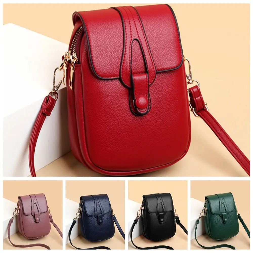 Große Kapazität Damen Crossbody-Handytasche Mehrschichtige Vertikale Frauen-Schulter-Handytasche INS Leder-Handytasche – Detail 2
