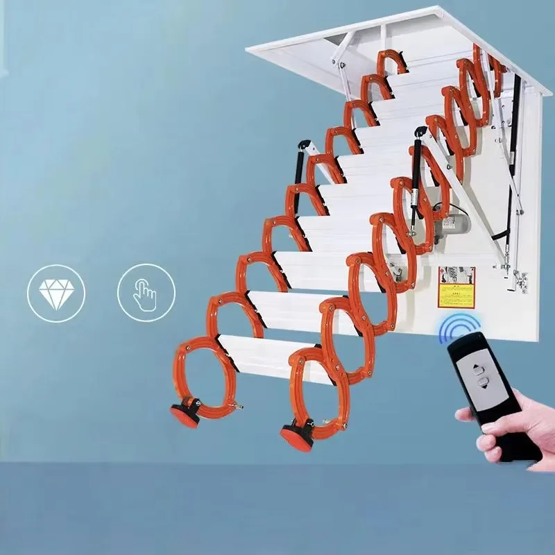 Modern Electric Invisible Loft Ladder, Aluminum Folding Telescopic Lifting Staircase For Household Indoor Use