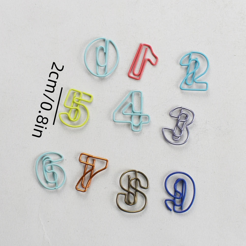 10pcs/Set Metal Digital Shape Paper Clips Kawaii Cute Bookmark Clip Stationery Office School Supplies