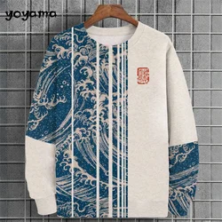 Ukiyo-E Men's Sweatshirt Autumn Oversized Hoodies for Men Long Sleeve T-Shirt Tops Loose Casual New in Hoodies & Sweatshirts Top