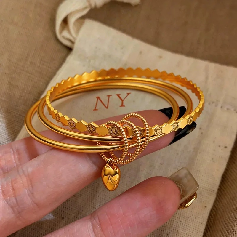 

Gold Shop Same Style 9999 24K Real Gold Women's Gold Bracelet Bracelet Three Lives Three Generations Love Gift Luxury Beautiful