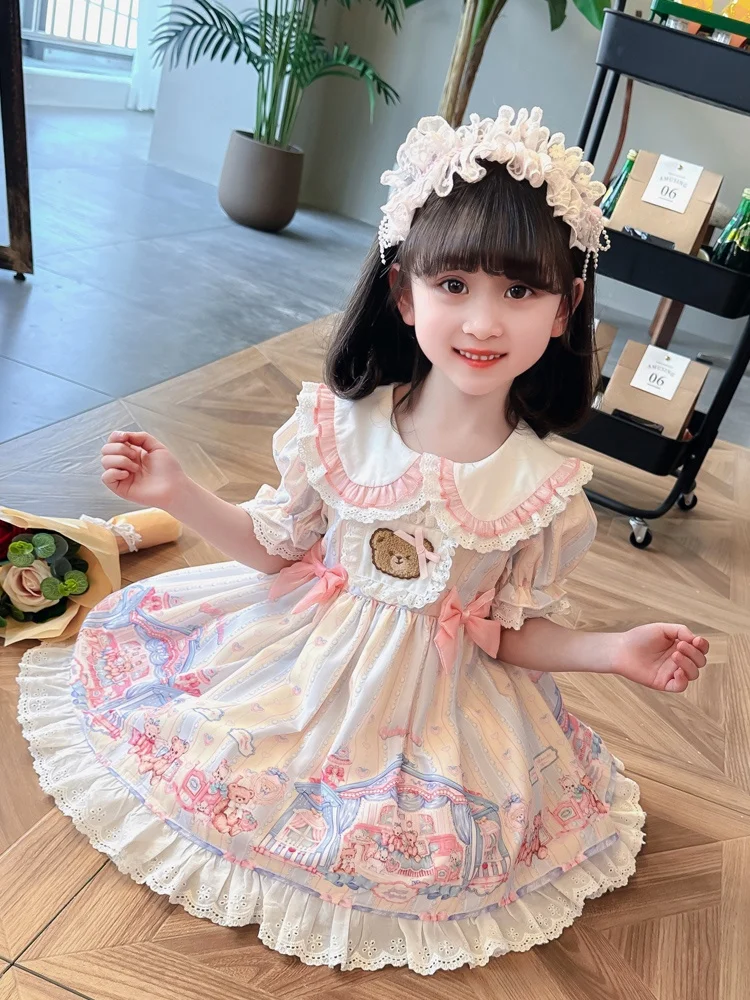 Lolita Princ Dr Summer Outfit Baby Girl's Dr 2023 New Sle Children's Par Dr ort Sve A-Line Skirt