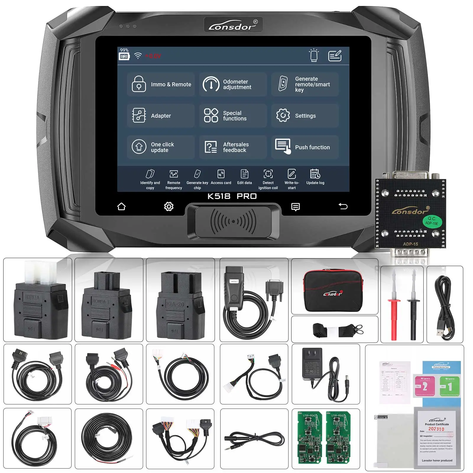 2024 Lonsdor K518 PRO Full Version All In One Key Programmer with 2pcs LT20, Toyta FP30 Cable, Nissn 40 BCM Cable,ADP Adapter