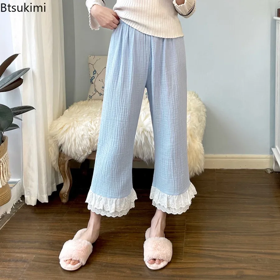 Solid Pajama Pants for Women Warm Spring Autumn Clothing Girls Comfortable Outwear Young Students College Chic Korean Style New