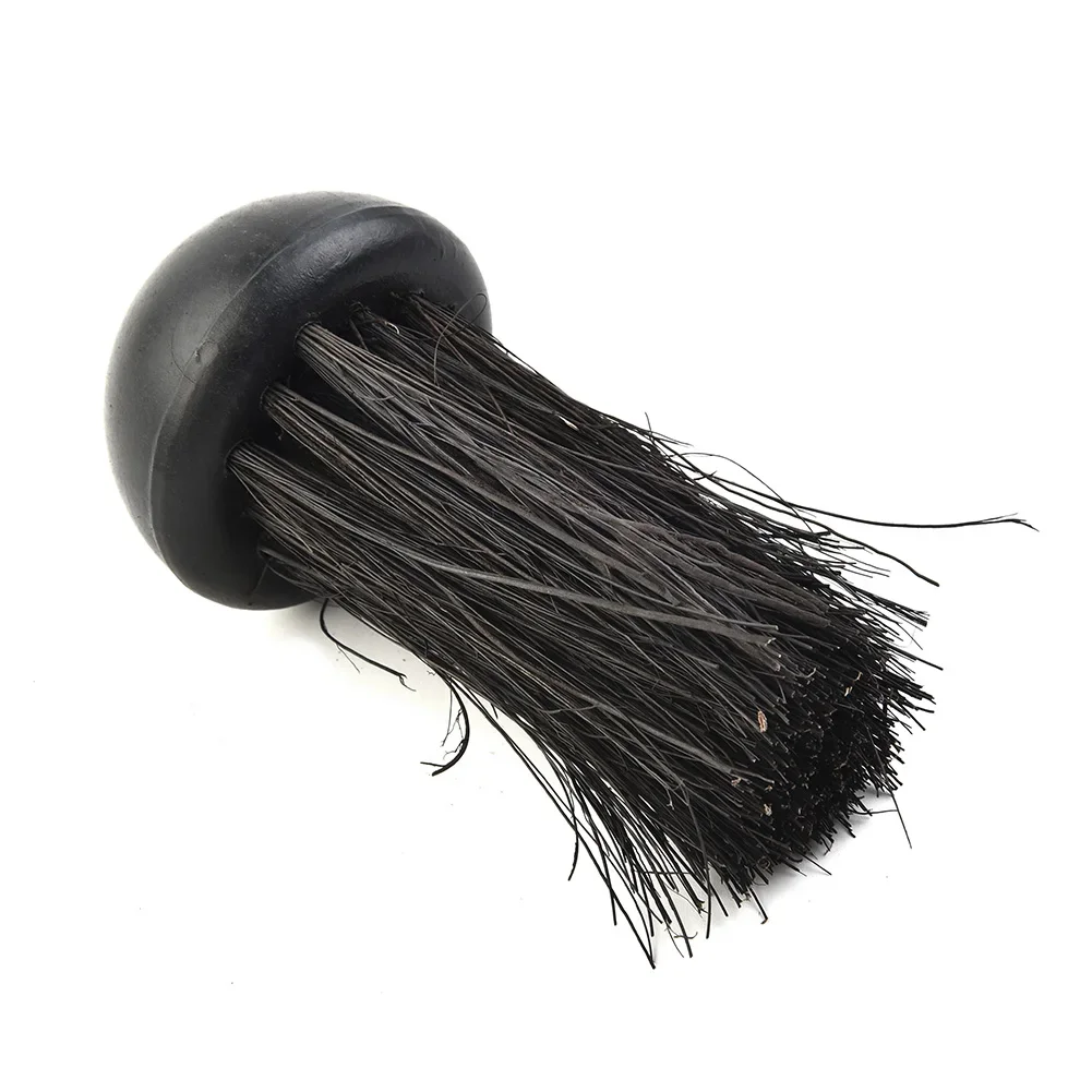 Hearth Brush Head Fireplace Brush Home Round 3/8 Inch Threaded Hole Black Coconut Palm Bristles Hair Length 7.5cm