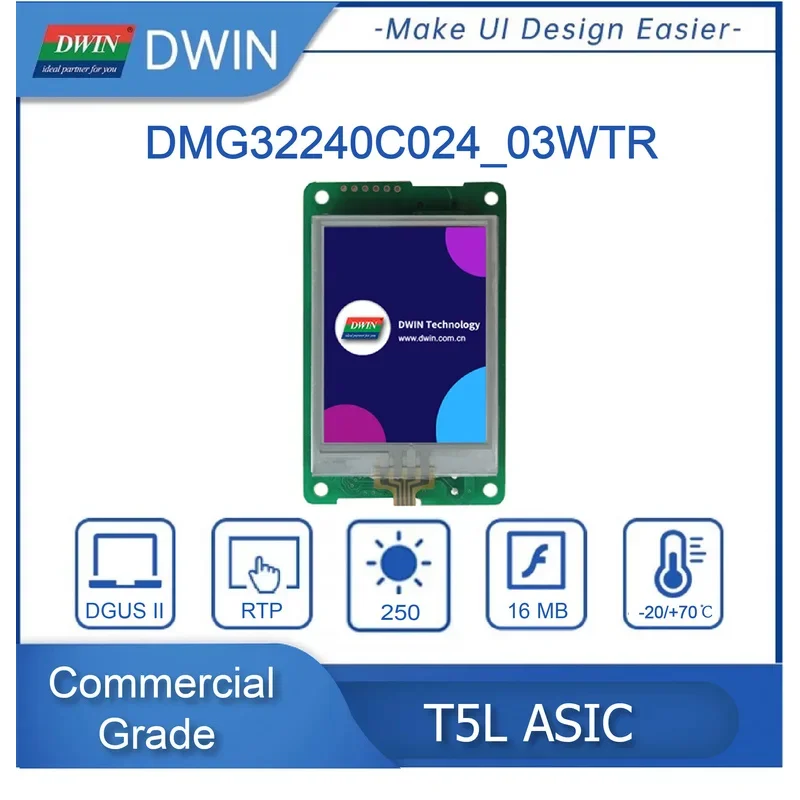 DWIN 2.4 بوصة 320*240 القرار HMI شاشة تعمل باللمس الصف التجاري UART TN-TFT-LCD وحدة عرض ذكية لاردوينو STM32 PLC