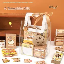 Cartoon Capybara Stationery Set Abundant Kawaii Birthday Gift with Handbag Cute Graduation Gift for Primary School Students