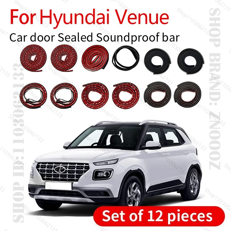 

Для Hyundai Venue PQ35 уплотнительная лента для двери автомобиля, резиновая двухслойная уплотнительная лента, звукоизоляционная лента, пылезащитная уплотнительная лента, набор из 12 шт.