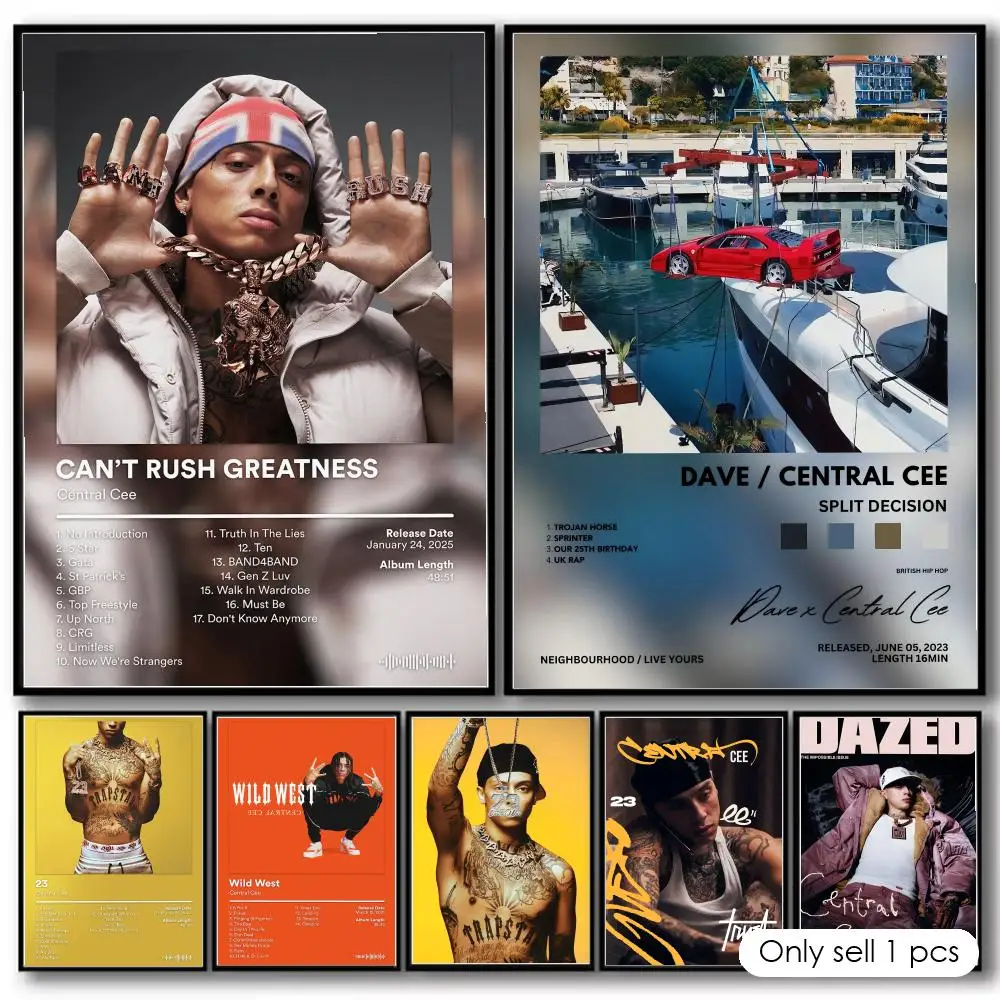 Rap Music Pop Album C-Central Cee Poster Decorative Wall Art Stickers Mural Photo Print for Home Living Room Hallway Decor