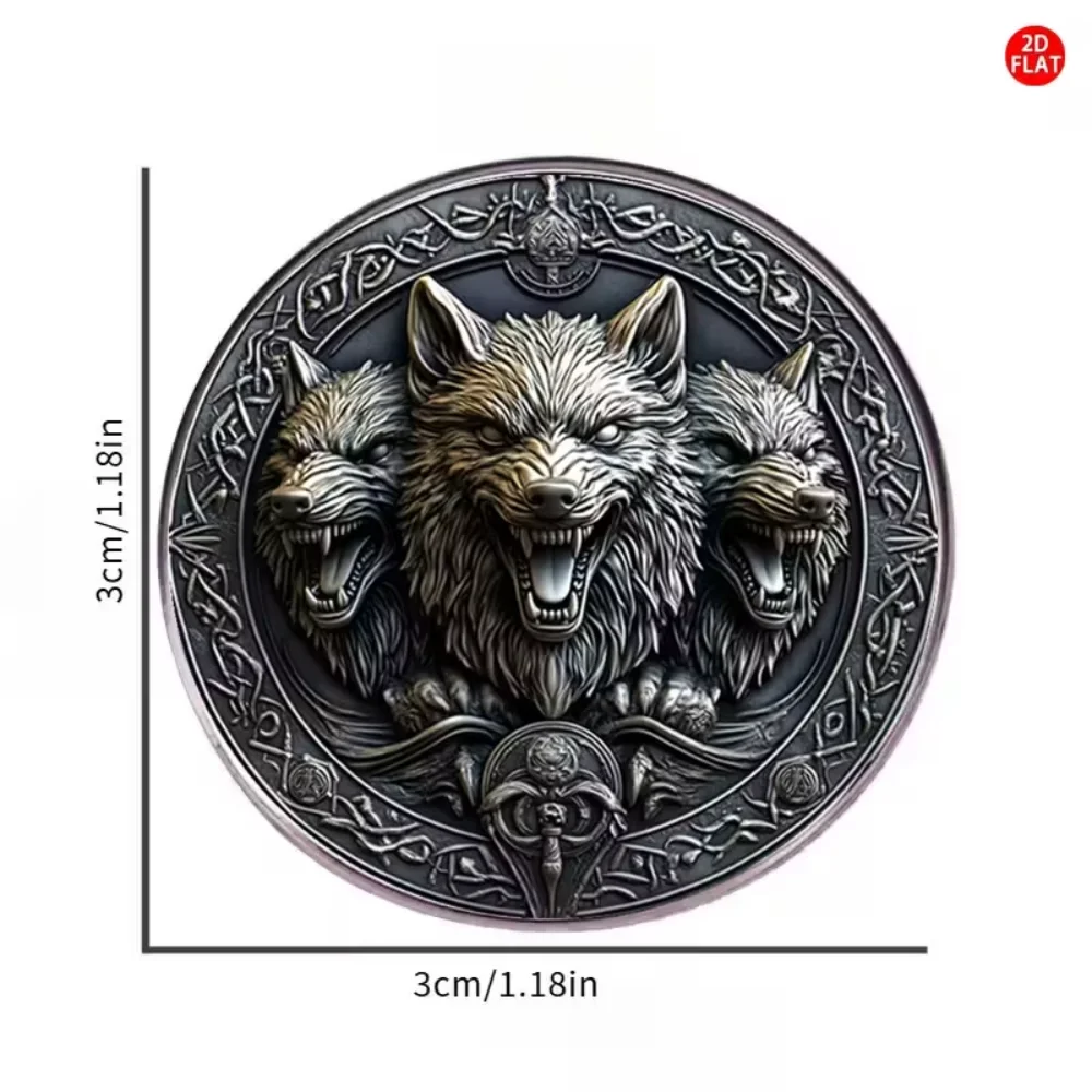Retro Three Headed Roaring Wolf Celtic Knot Nail Badge Stainless Steel Flat Dropper Pin Clothes Backpacks Decorative Accessories
