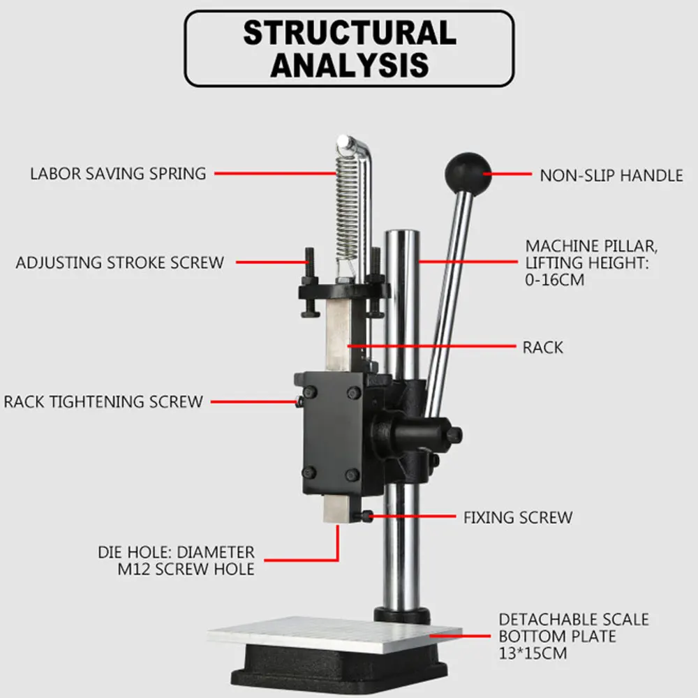 JXY-SD160 Small Manual Press Stamping tools Punch hand beer machine Die cutting machine punching silent diamond cutting