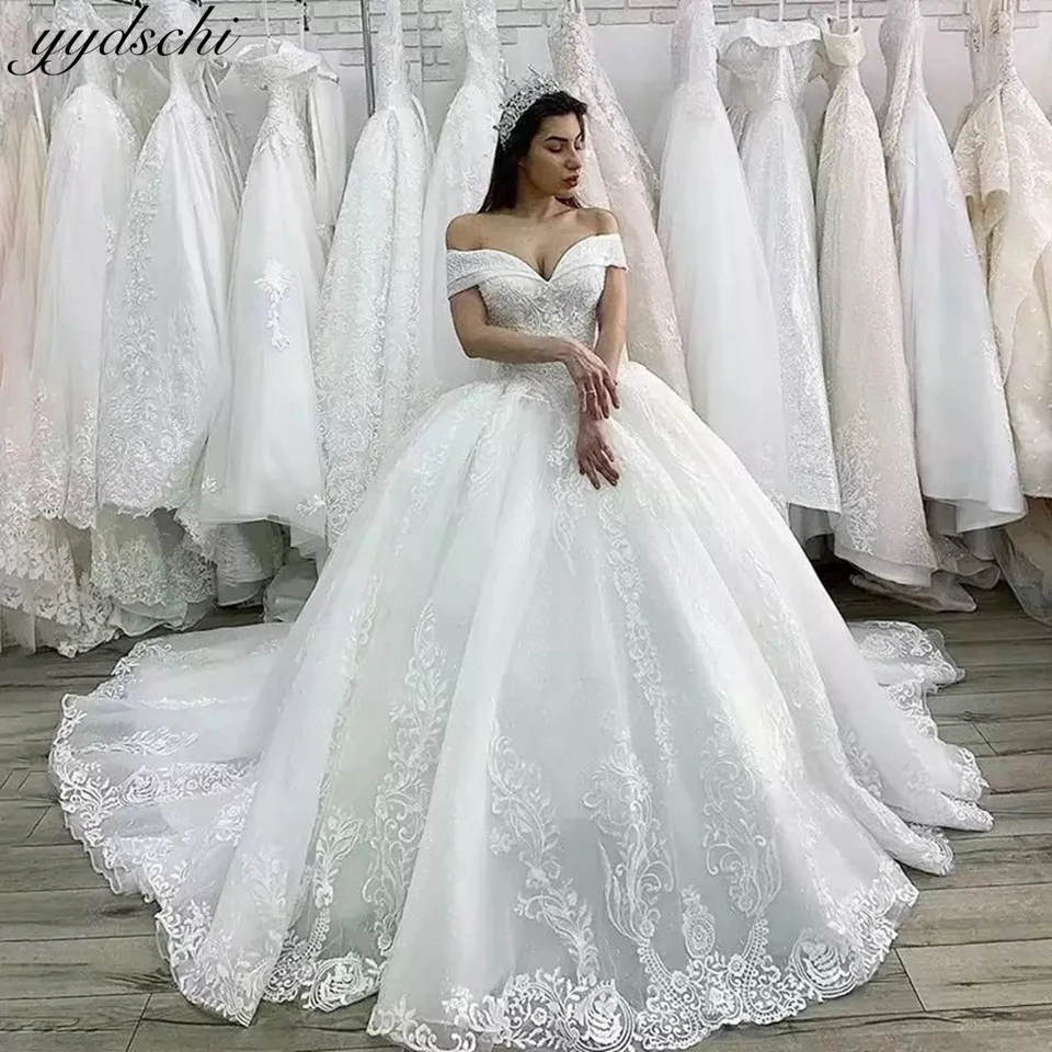 قبالة الكتف الكرة ثوب فساتين الزفاف للعروس فستان الزفاف زي العرائس الأنيق الدانتيل زينة Vestidos De Novia 2025 #1