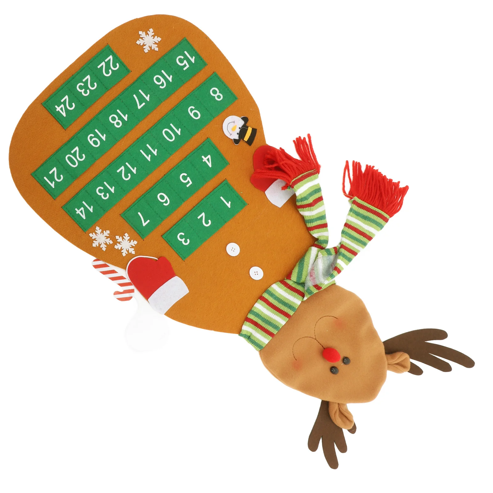 

Felt Advent Calendar Elk Shaped Classic Christmas Design Reindeer Theme Soft Felt Hanging Wall Countdown Front Door Calendar