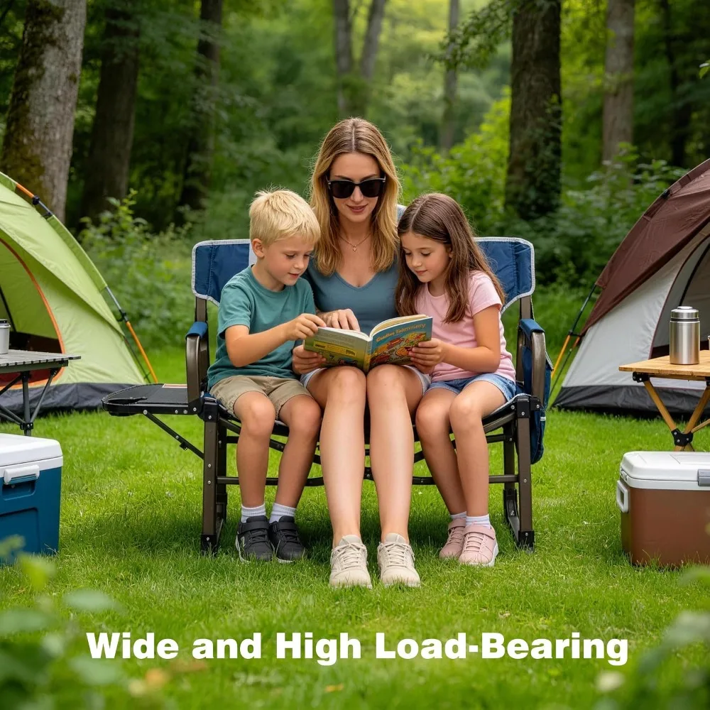 Oversized Portable Folding Chair for Adults with Pocket and Table, Ideal for Outdoor Activities