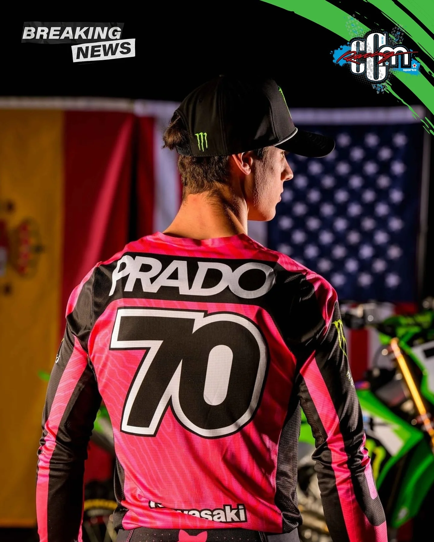 

2026 New Kawasaki Top Racing Driver Jorge Prado No.70 MXGP Racing Cycling Suit, Unisex Breathable Casual T-shirt Top