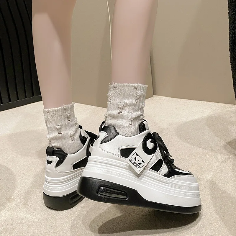 8CM High Platform Sneakers Spring Women Casual Sport Shoes New Autumn Vulcanized Skateboard White Shoes Woman Chaussures Femme