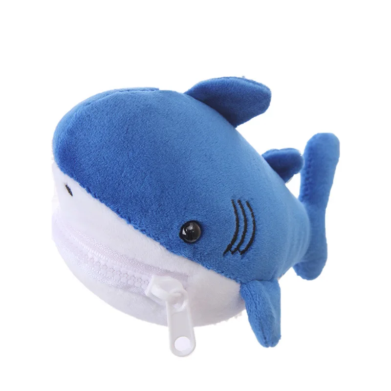 Cute Aquarium Creative Plush Hanging Bag Cartoon White Whale Toy Dolphin Shark Salamander Mini Wallet Pendant