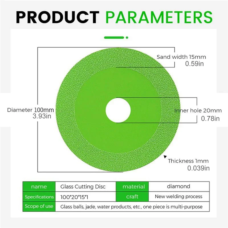 4Pcs Glass Cutting Disc Set with Adapter 10cm Ultra-Thin Saw Blade Jade Wine Bottles Chamfering Cutting Blade Glass