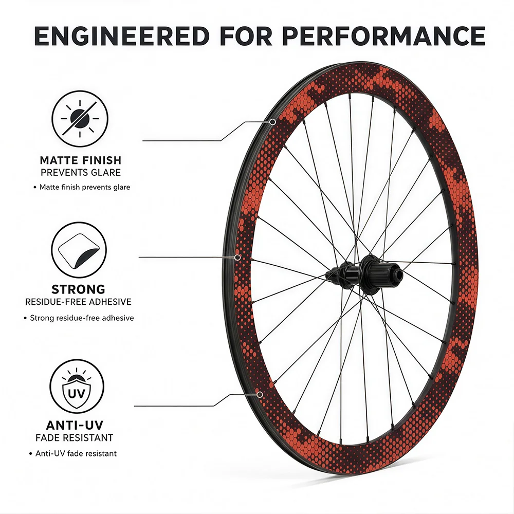 2 Wheels Set Red Dot Pattern Road Bike Rim Stickers Durable UV Waterproof Vinyl Cycling Wheel Decor Stickers