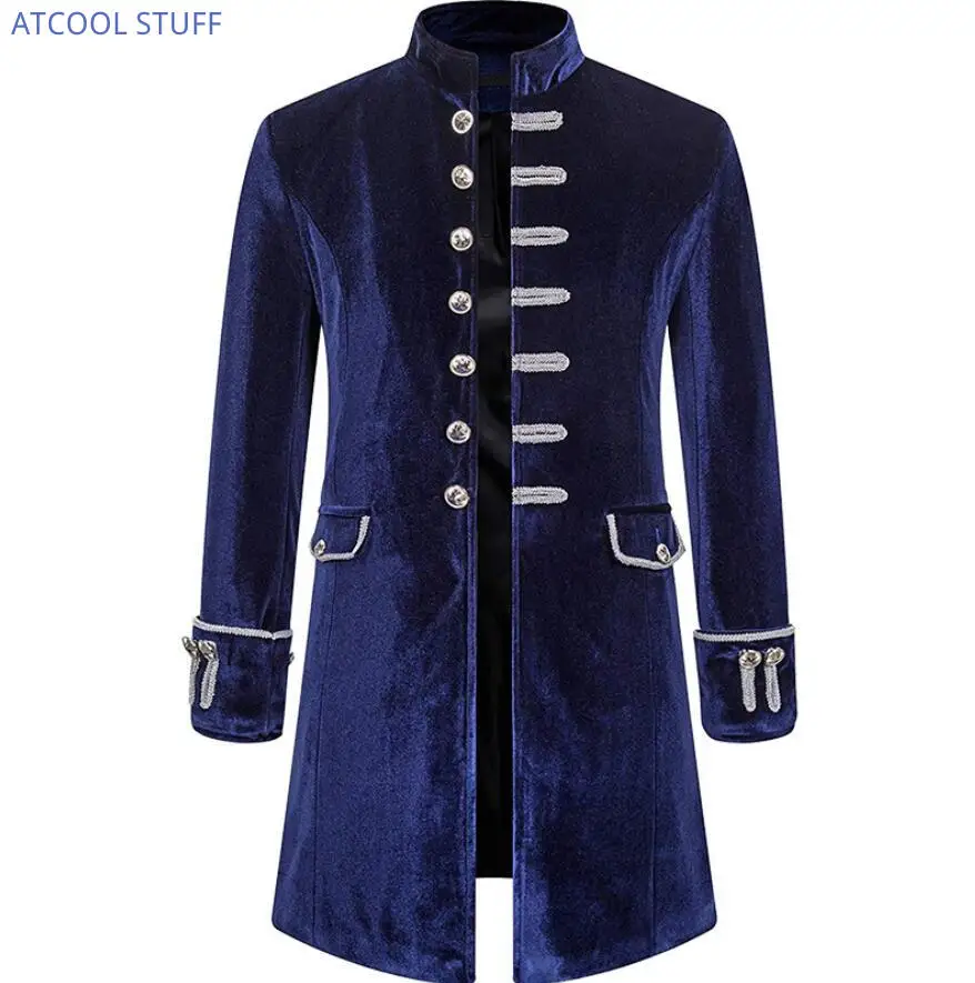 Noble Vintage Men's Jacket Medieval Cosplay Velet Prince Coat Retro Wedding Blazer Gothic Steampunk Carnival Party Knight Top