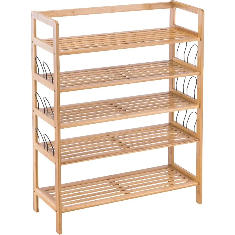 

Bamboo Shoe Rack,5 Tier Wooden Shoe Shelf Storage Organizer,Perfect for Entryway,Hallway,Closet or Living Room (Natural Bamboo)