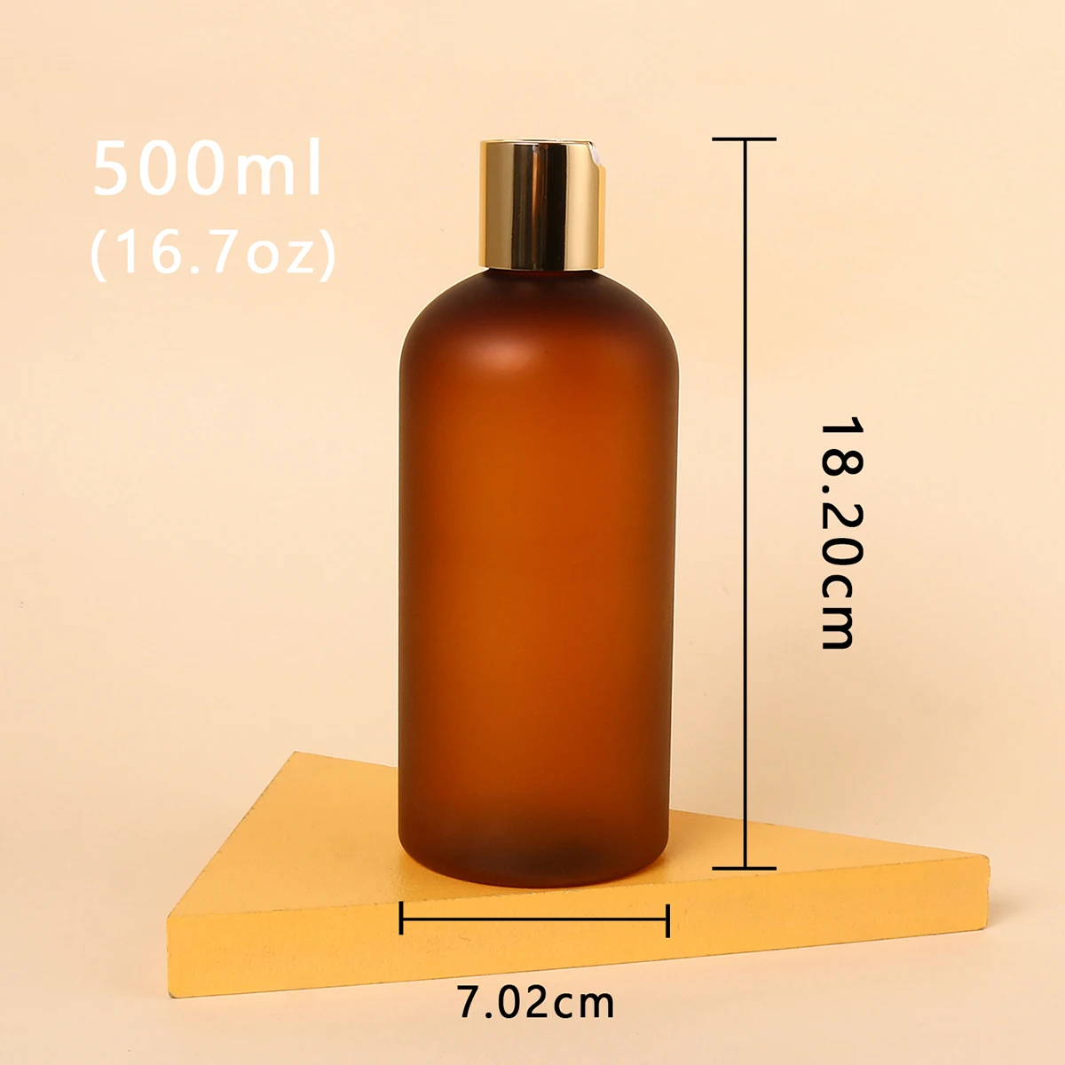 1/5 Pcs 500ml Amber Frosted Plastic Empty Bottles with Gold Disc Top Caps  Containers for Shampoo, Lotions, Cream and More