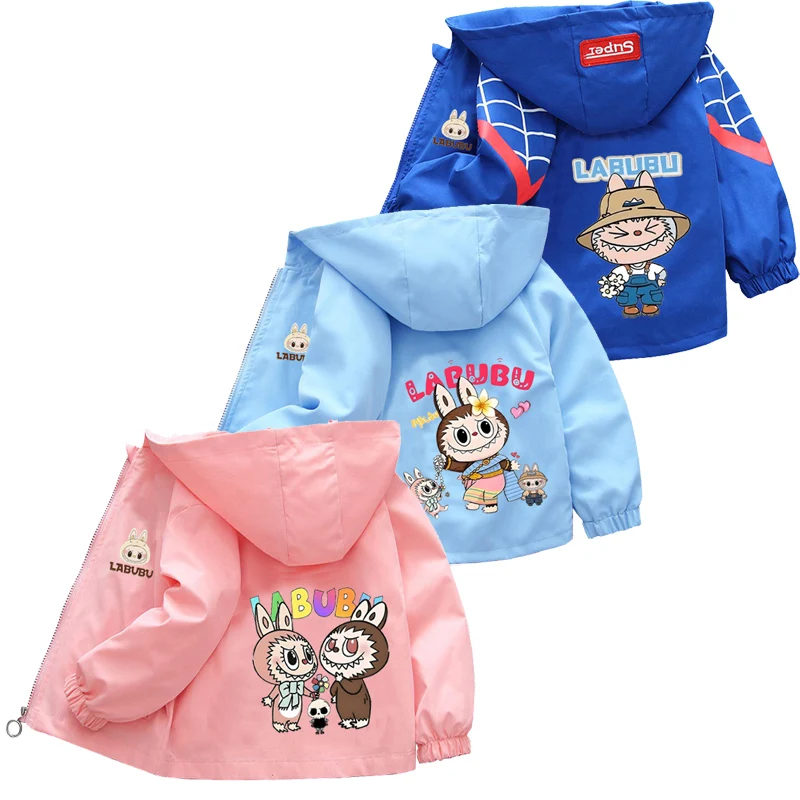 

Kids labubu Clothes Autumn Baby Boys Girls Jacket Fashion Cartoon Stitch Print Outerwear for Kids Clothes Children Summer Coat
