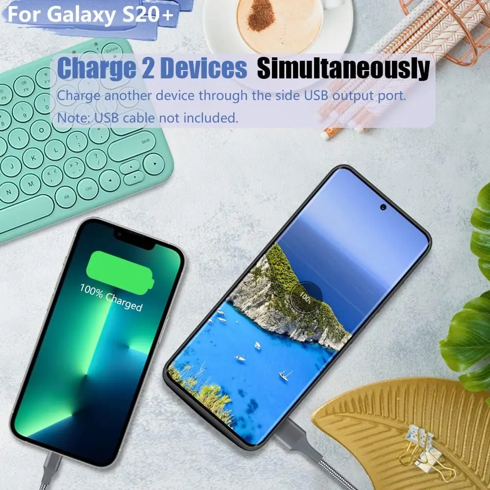 6000mAh Portable Smart Charging Cover for Samsung Galaxy S20 Plus/S20+ Power Bank Rechargeable Extended Battery Charger Case