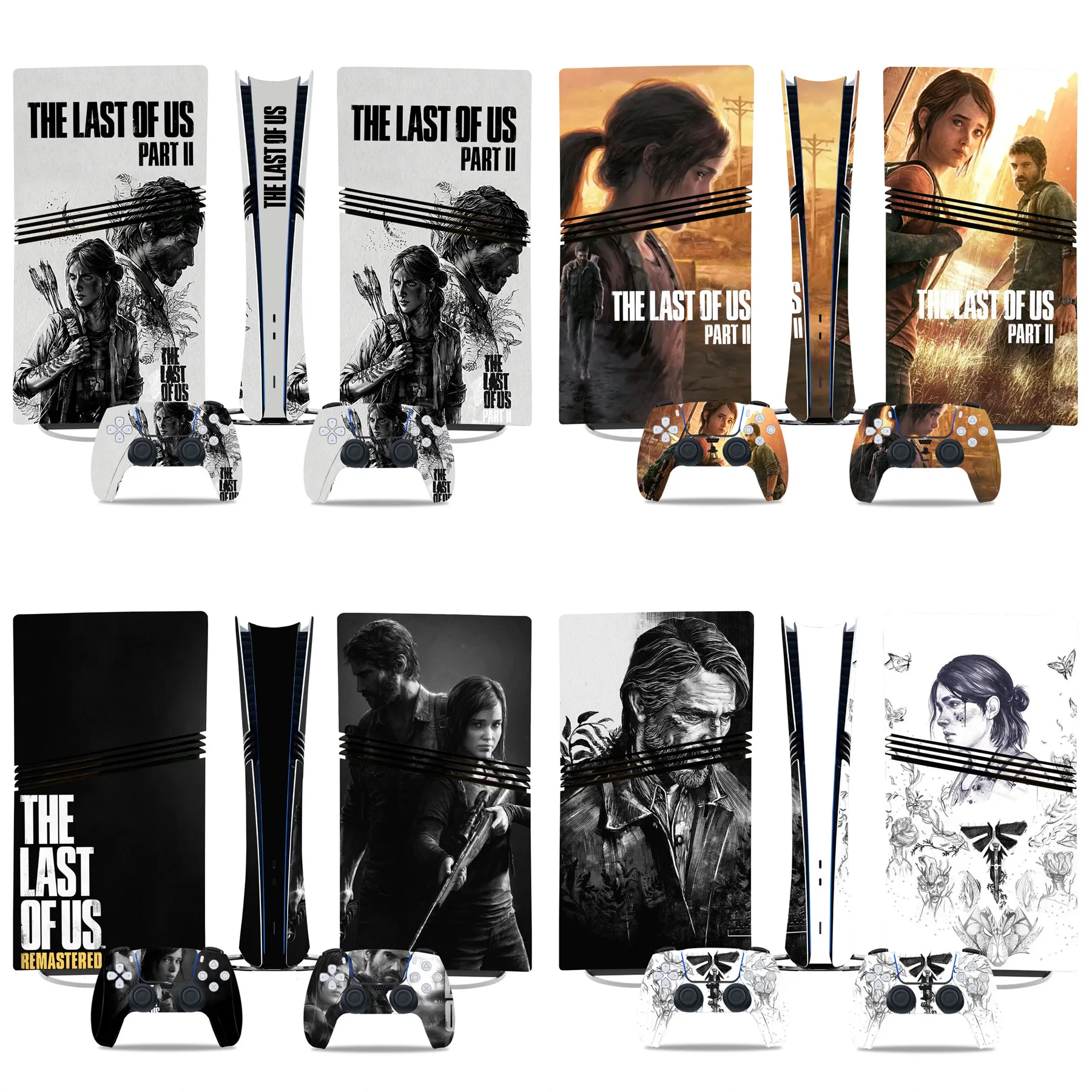 For PS5 Pro: The Last of Us Theme PVC Skin Sticker Set for Console & Controller, Easy Application, No Residue