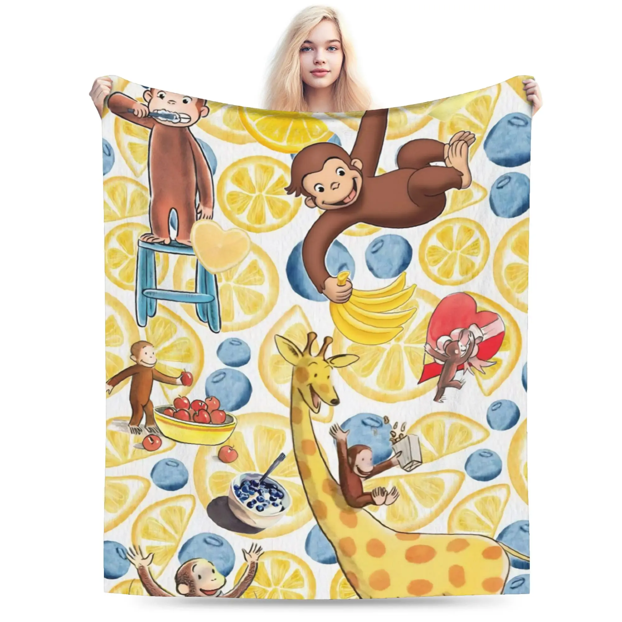 Curious George African Monkey  Blanket Super Soft Warm  Throw Blankets for Bed 50x60 Inch Multi-size Bedspread