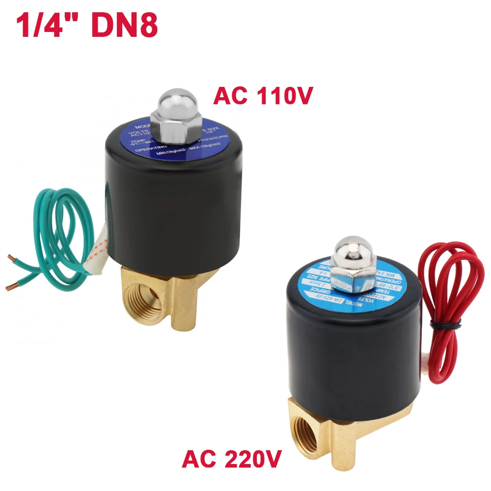 

1/4'' DN8 Electric Solenoid Valve AC 110V / 220V Water Valve Automobile Drenching Valve for Water / Oil / Gas