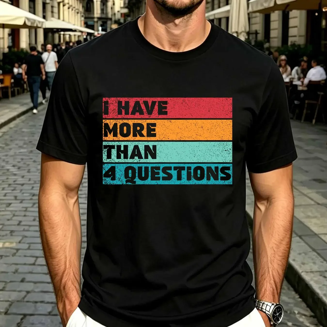 washed T Shirt I Have More Than Four Questions Kids Adults Passover Funny long or short sleeves vintage Washed