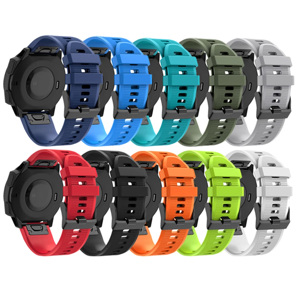 20 22 26mm Silicone Strap Watch Bands For Garmin Fenix 6 6X 6S Pro 7 7X 7S 5X 5 5S Plus 3 3HR Quick Release Watchbands Bracelet