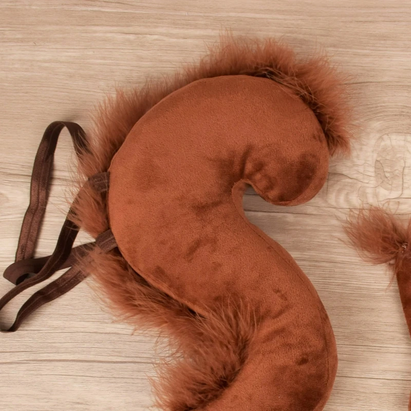 39BD 2pcs Cartoon Squirrel Ears Shape Hairband Color Cosplay Animals Tail Accessories for Boys Girls Kid Party Headband