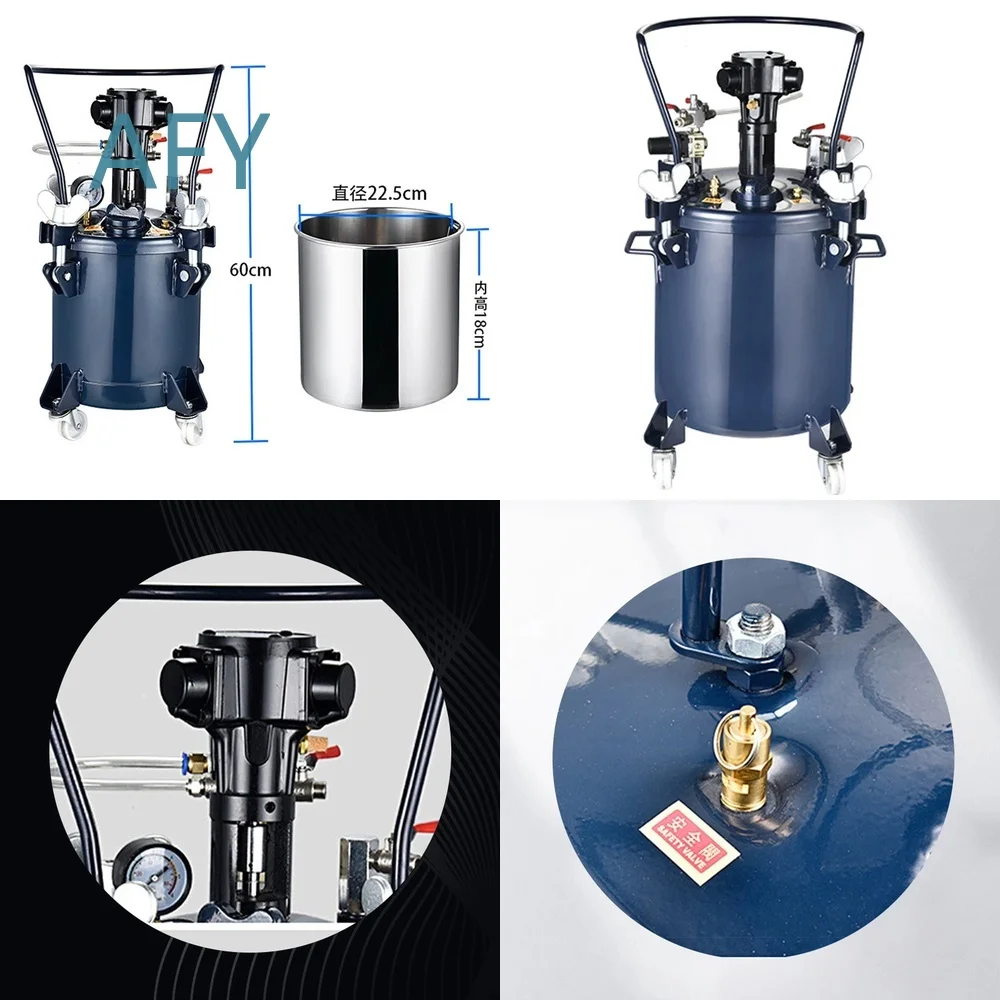 10L Automatic Pressure Paint Tank Sprayer for Industrial Spray Gun with Pressure Regulator Air Mix Agitator Manual Control