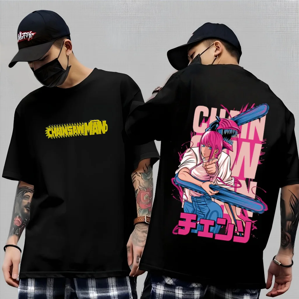 تي شيرت من القطن الخالص مطبوع عليه الرسوم المتحركة اليابانية للرجال والنساء بتصميم كلاسيكي كاجوال ومريح للصيف Y2K بأكمام قصيرة #1