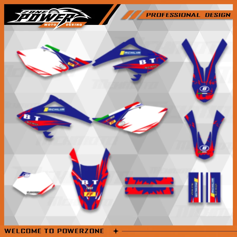 Powerzone Full Graphics Decals Stickers Motorcycle Background Custom Number For BETA RR 50 2006 2007 2008 2009 2010