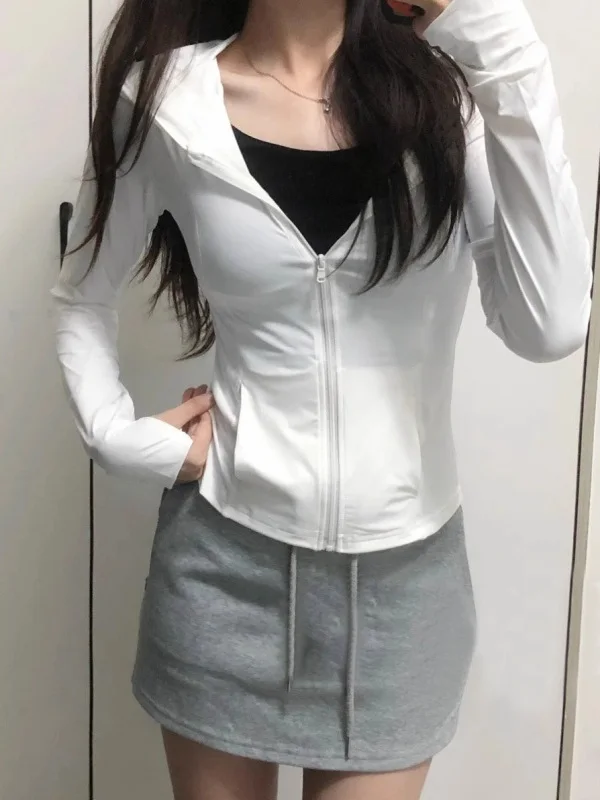 

Slim Fit Ice Silk Sun Protection Outerwear Women's Thin Cardigan 2025 New Summer Waist Cinching Slimming Small Size Top Women