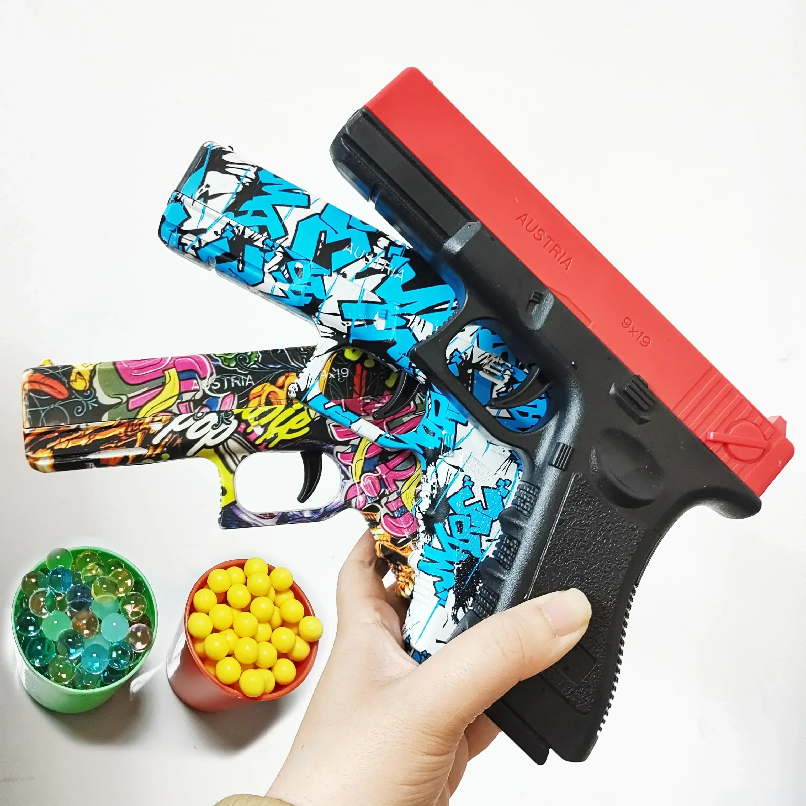 레이저 소프트 폼 총알 물 공 Airsoft 권총 야외 스포츠 CS 게임 무기 어린이 선물과 수동 G17 장난감 총