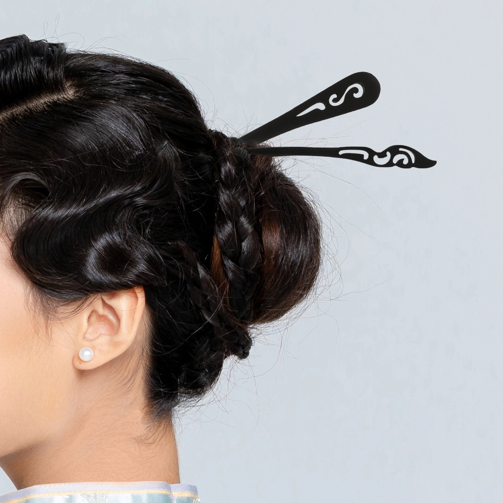 

2pcs Imitated Ebony Hairpin Retro Style Wooden Headdress Traditional Hairpins for Girls Elegant Hairstyle Accessories Costume