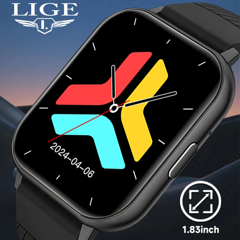 

LIGE 2025 New Voice Calling Smart Watch 1.83 inch Screen Custom Watch Face Clock Health Monitor Bluetooth Smartwatch Men Women