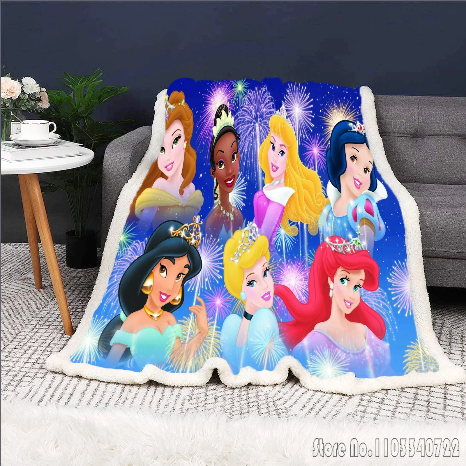 Disney-Fairy Tale Princess Weighted Fluffy Blankets for Children Dream Cartoon King Size Grade A Printed Luxury Winter Throws