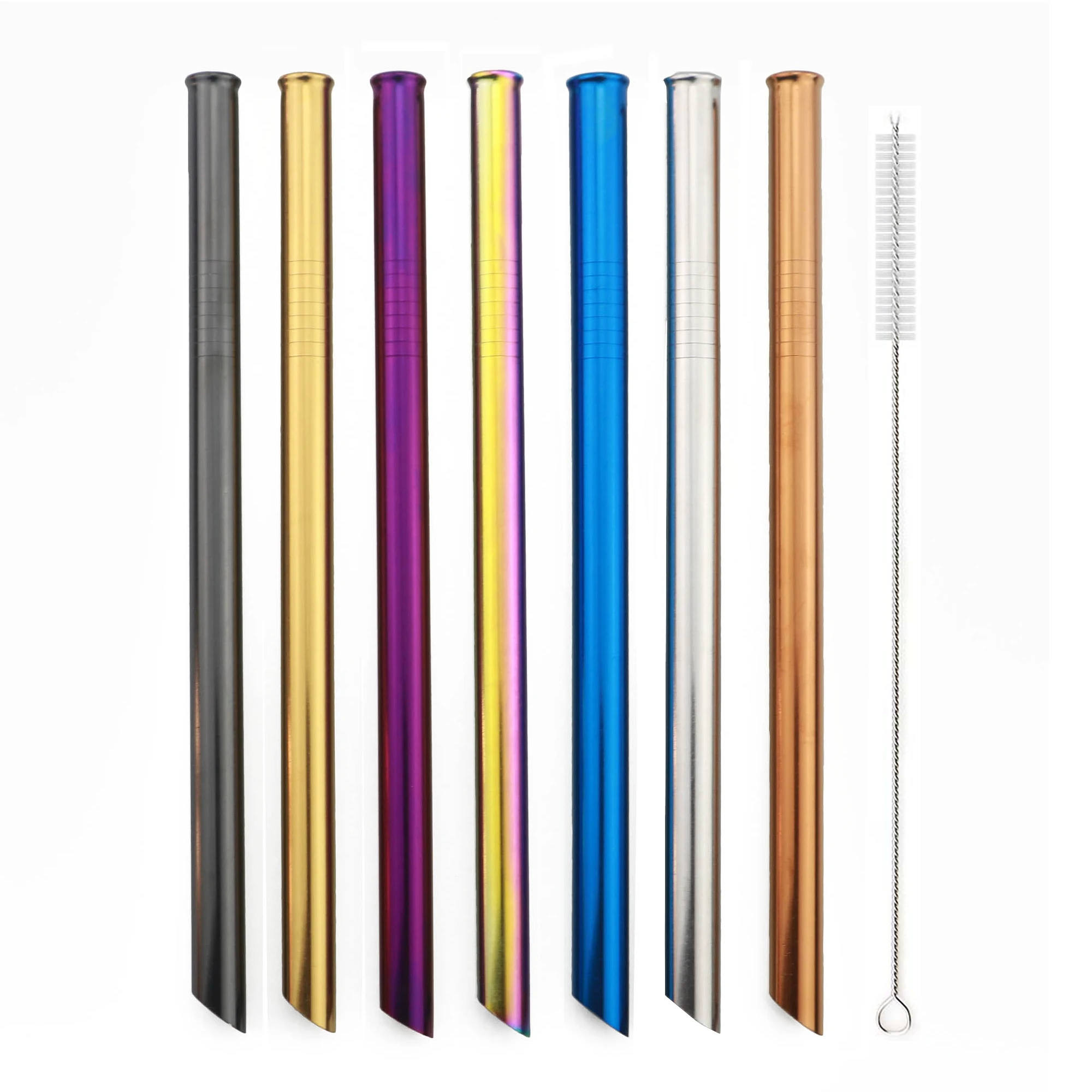 Metal Drinking Straw Set Colorful Reusable 304 Straw Stainless Steel Straw Wide 12mm Pearl Milkshake Bubble Tea Straw With Brush